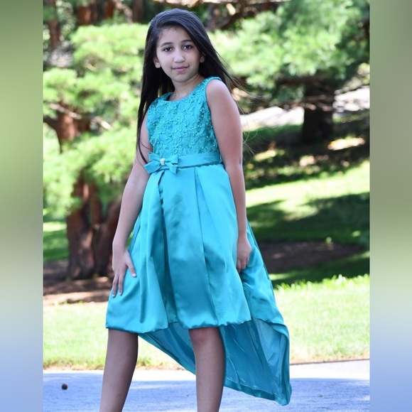 Hi Low Lace Embroidery Flower Wedding  Dress Formal , Prom Ball Gown - Picture 8 of 16